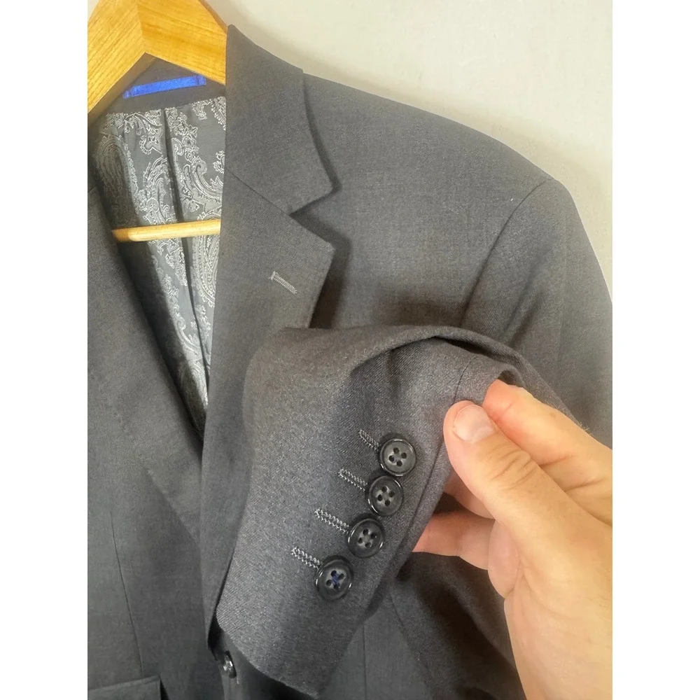 Sondergaard Copenhagen Mens Slim Fit Blazer Charcoal Gray Paisley Lining 42S